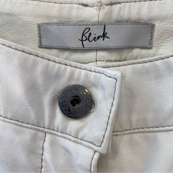Blink from DANIER leather pants jeans ecru white high waist straight leg size 6 - Picture 4 of 14